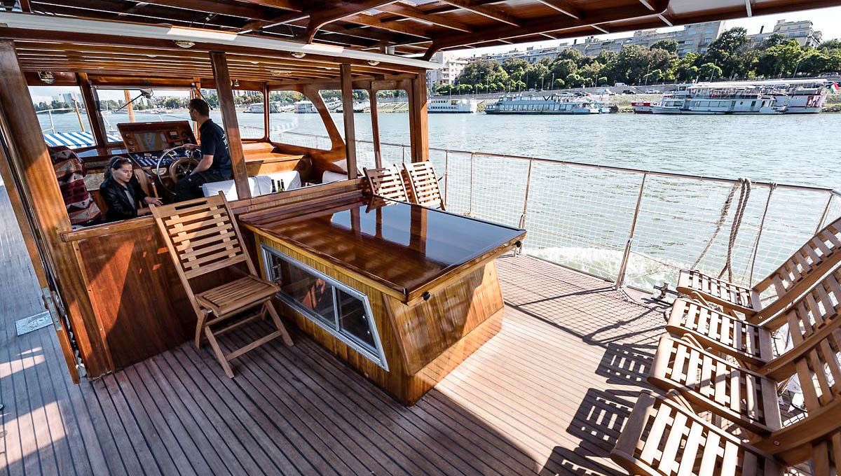 Thetis private yacht wooden deck