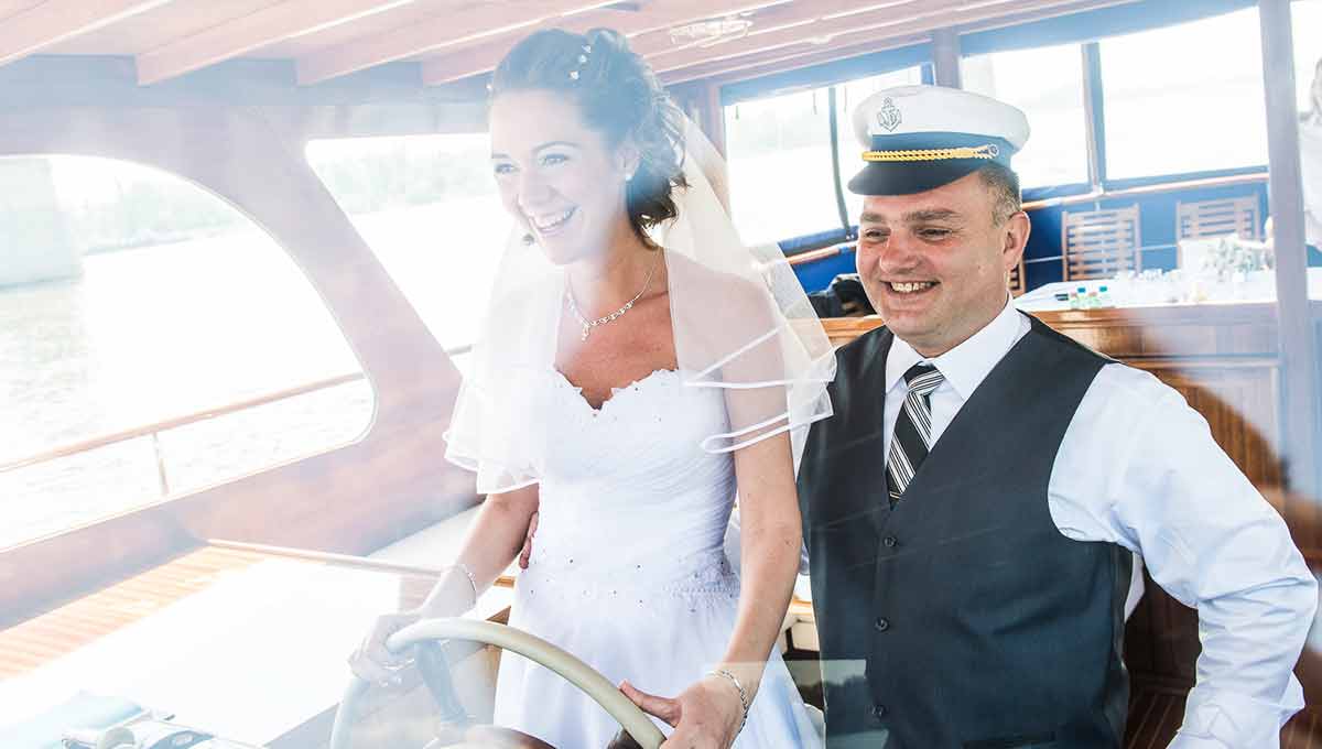 Small wedding on boat in Budapest